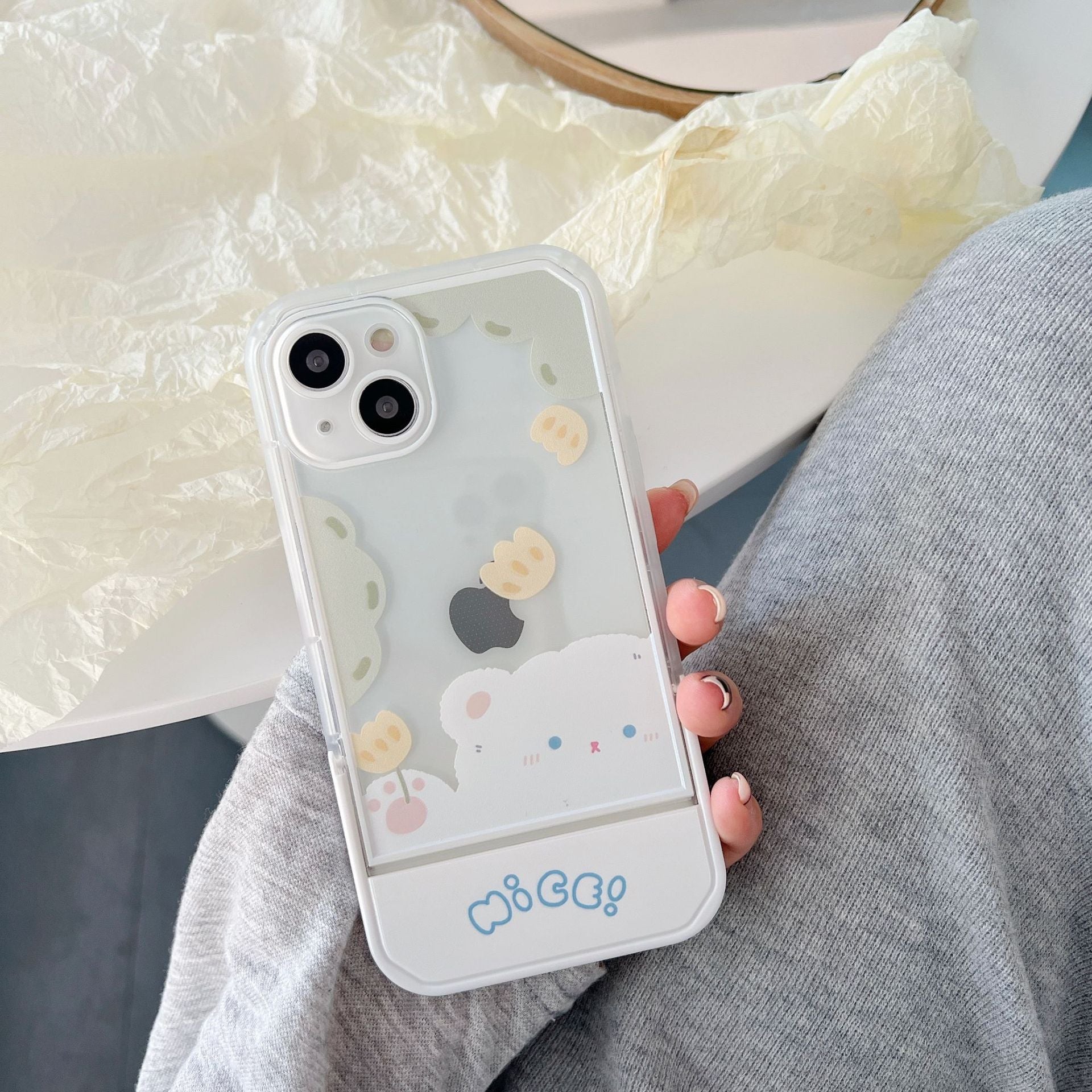 Flower Nice Bear Hidden Stand Phone Case