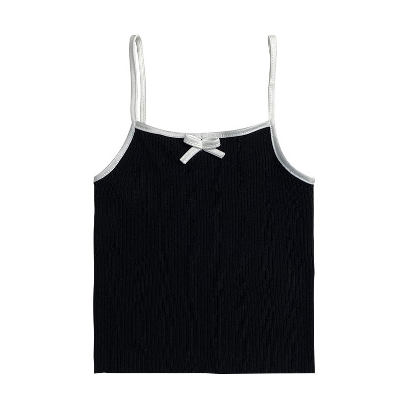 Bow Cropped Knit Tank Top