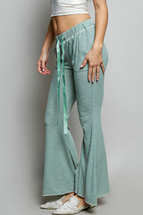 Drawstring Textured Ribbed Knit Pants