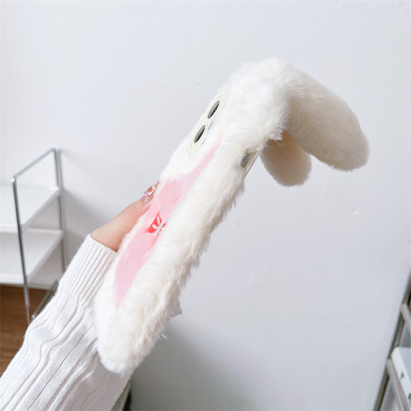 Plush Bow Long-Eared Rabbit Phone Case