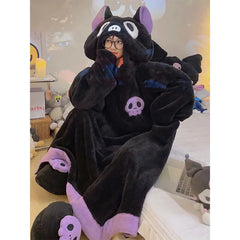 Funny Cartoon Bat Plush Hooded Jumpsuit Pajamas Dress