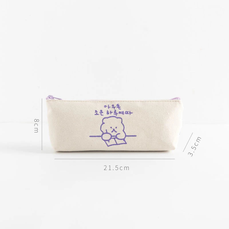 Bear Embroidery Pencil Case