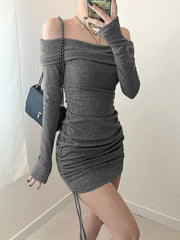 Off-Shoulder Ruched Bodycon Mini Dress