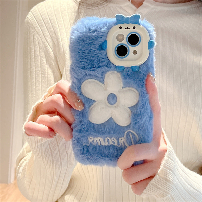 Monster Plush Flower Embroidery Phone Case