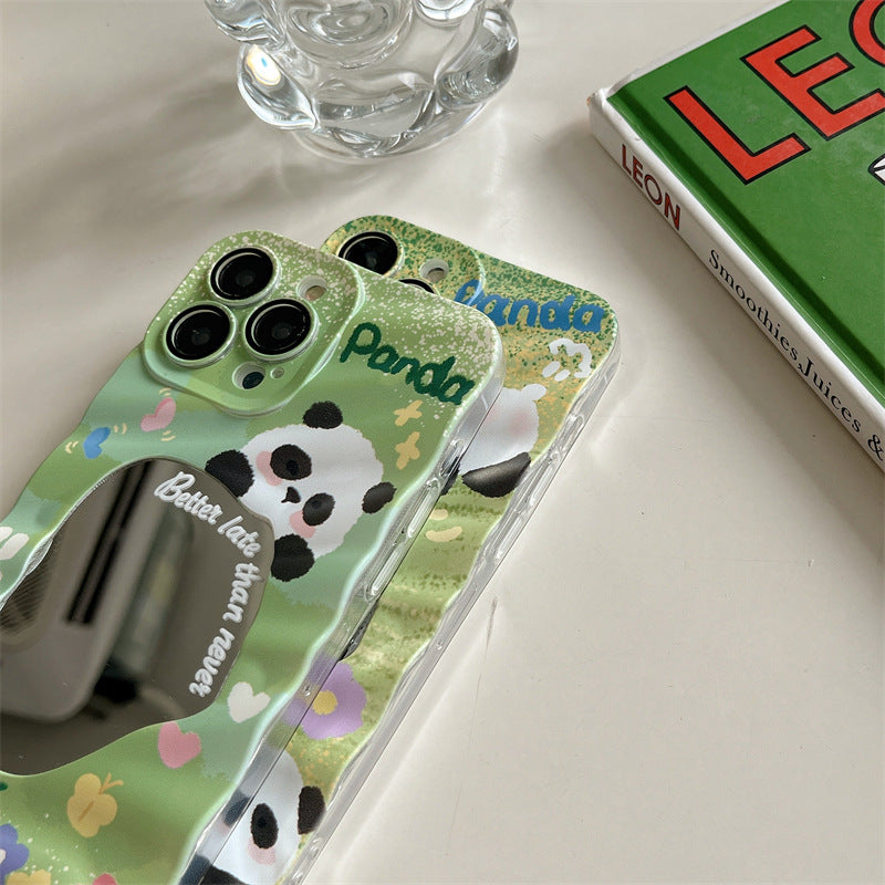 Mirror Green Panda Flowers Phone Case