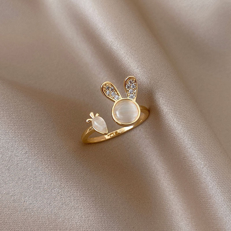 Kawaii Bunny Carrot Adjustable Ring