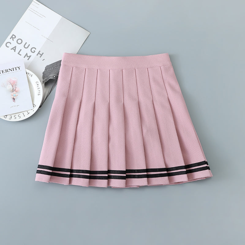 Striped Sport Pleated Skirt