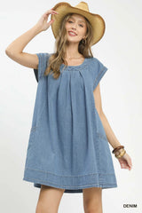 Stone Washed Denim Mini Dress