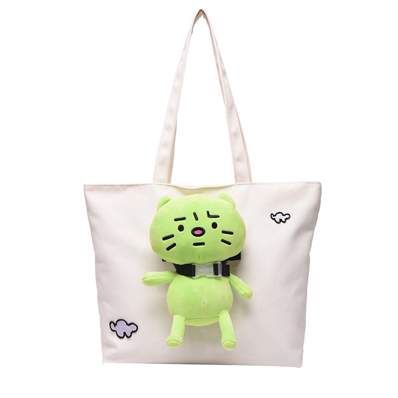 Funny Green Cat Tote Bag