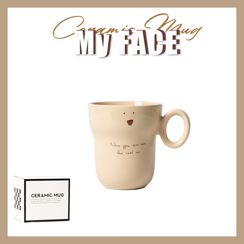 Simple And Cute Expression Ceramic Mug(350ML)