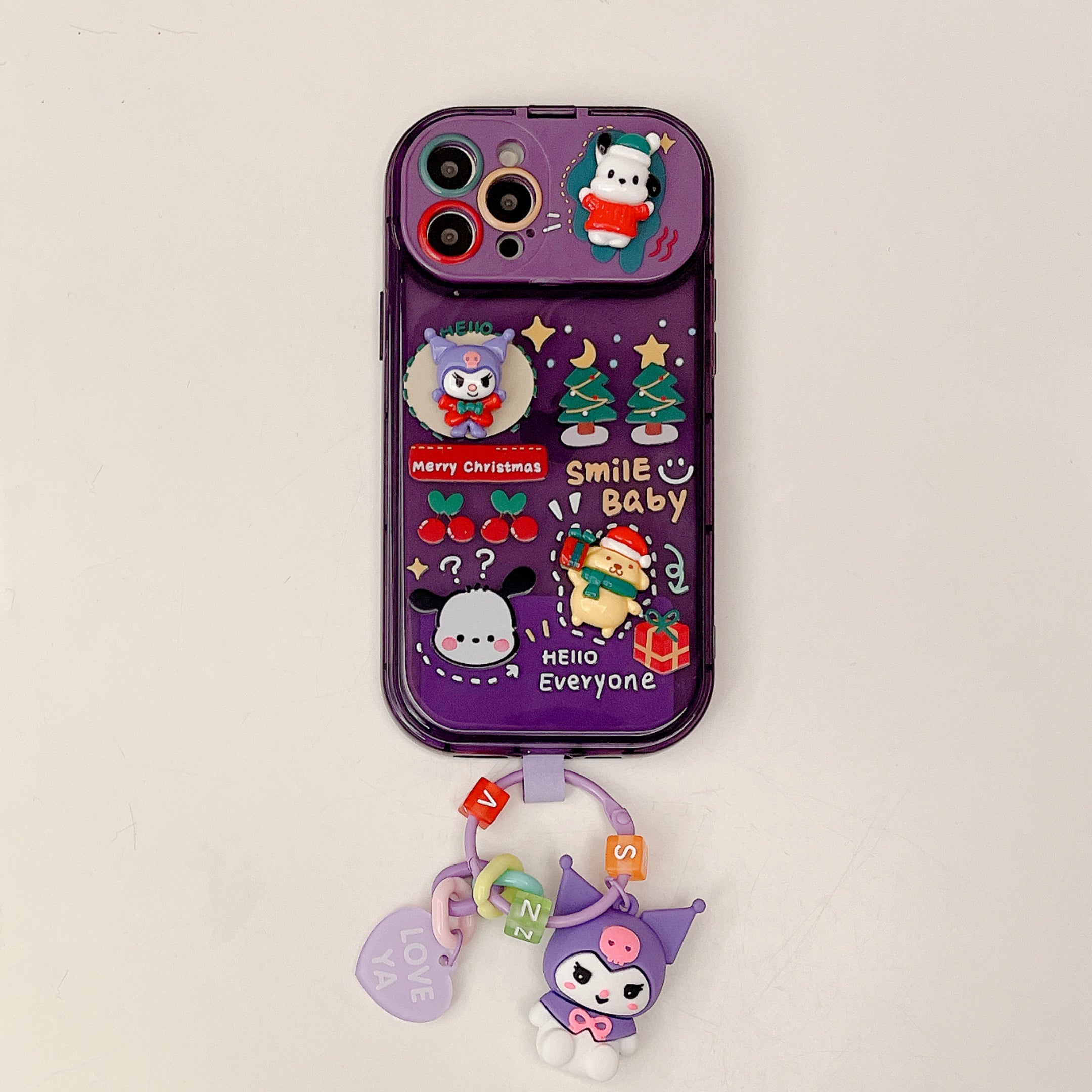 Christmas Cartoon Flip Mirror Stand Phone Case