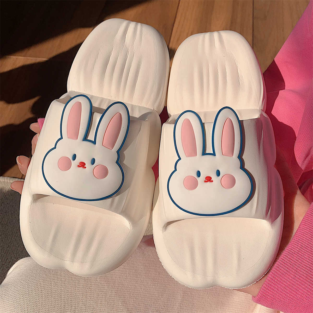 Summer Cute Front Bunny Stripe Slippers