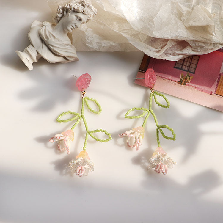 Gradient Pink Flower Earrings