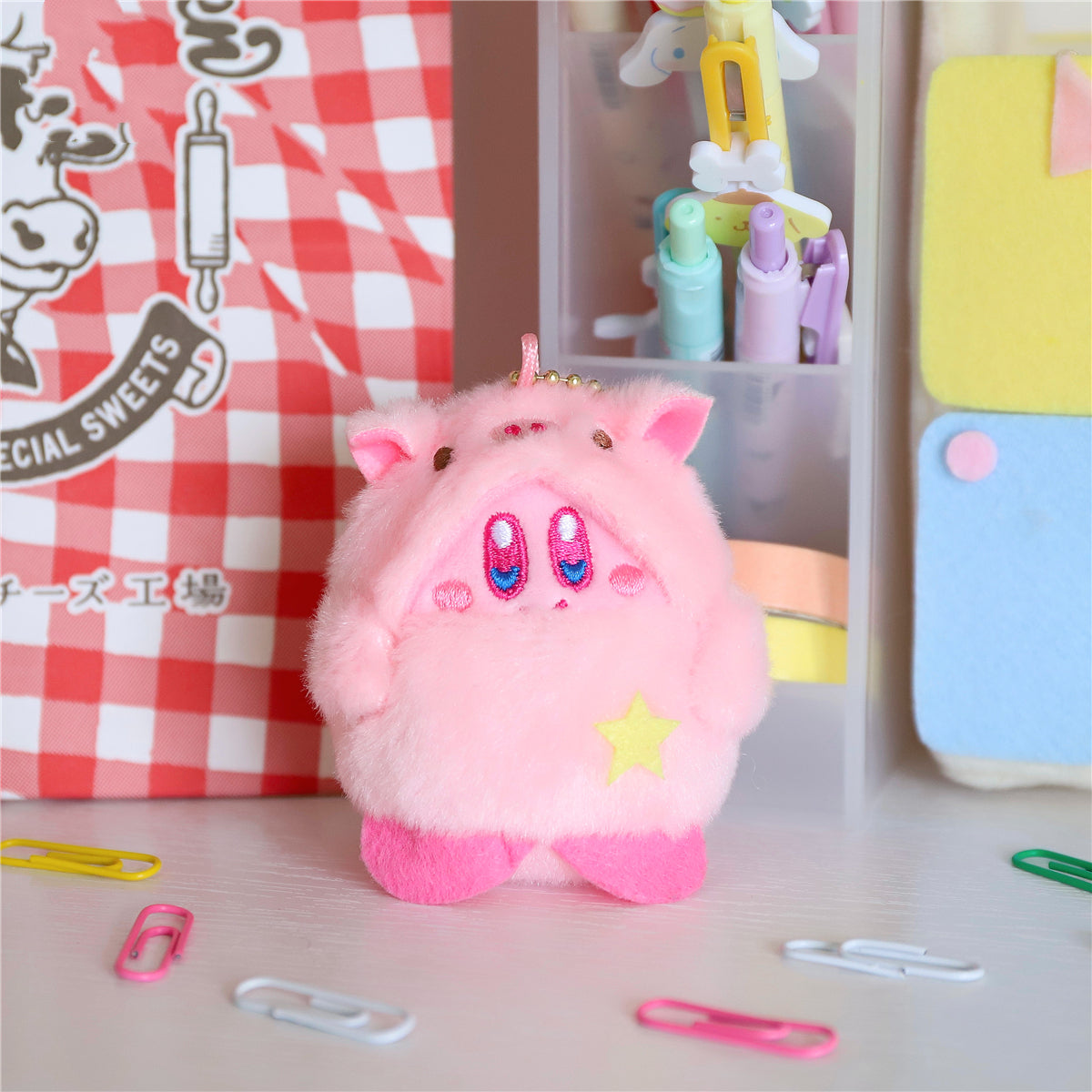 Cute Anime Pink Plush Pendant