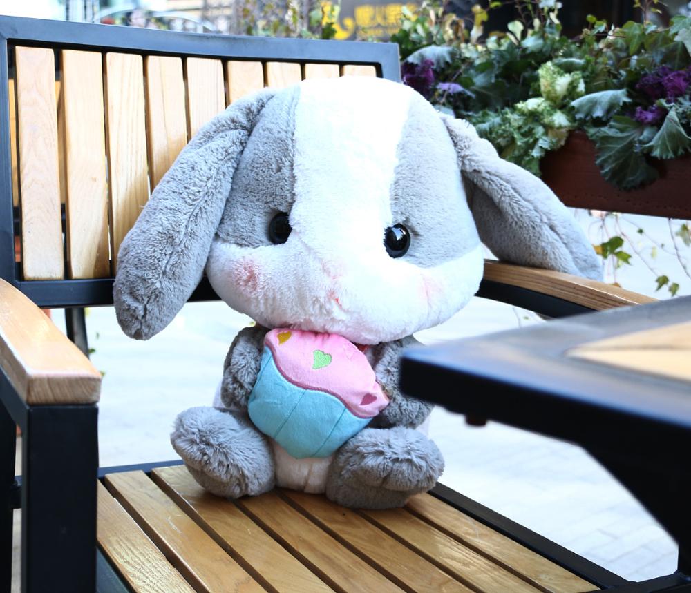 75cm Kawaii Soft Lop Rabbit Plush Toy Pink Stuffed Plush Rabbit Doll Graduation Game Toys for Children Educational Birthday Gift