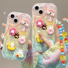 Kawaii Cartoon Rainbow Bunny Gradient Phone Case