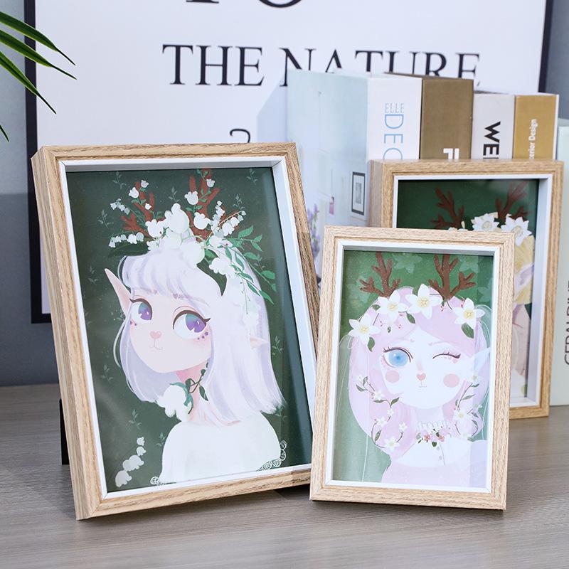 Deer And Girl Wood Frame Decoration