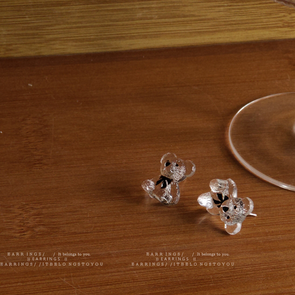 Transparent Bear Stud Earrings