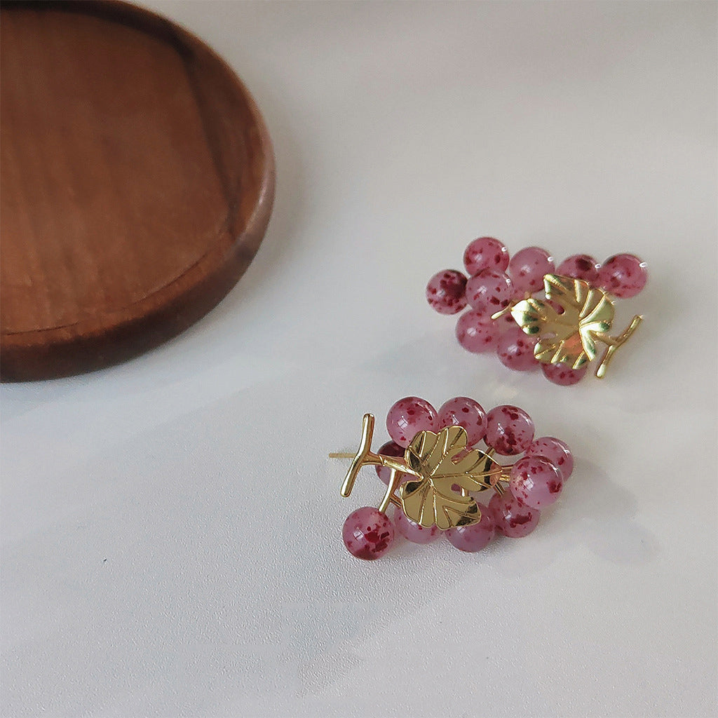 Purple Grape Bunch Earrings