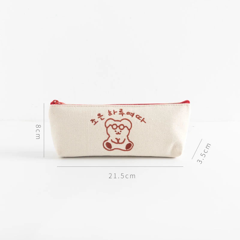 Bear Embroidery Pencil Case