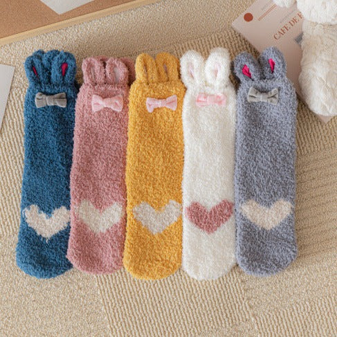 Bunny Ears Heart Floor Socks