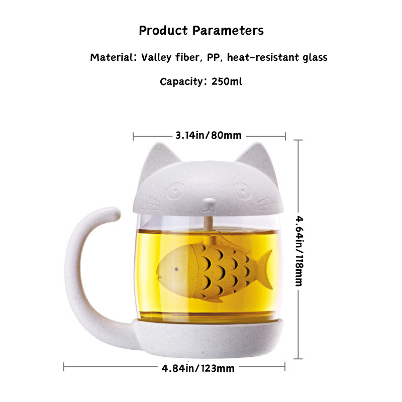 Kawaii Cartoon Cat Filtered Water Cup