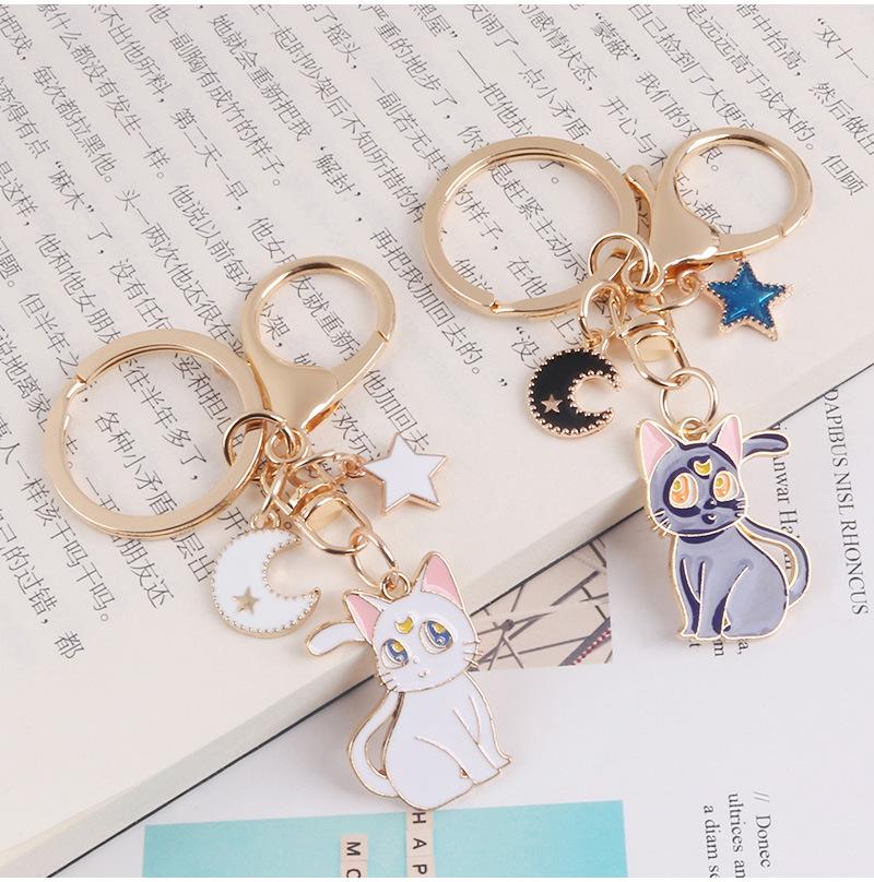 Moon Star Cat Keychain