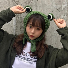 Big Eyes Frog Wool Knitted Hat