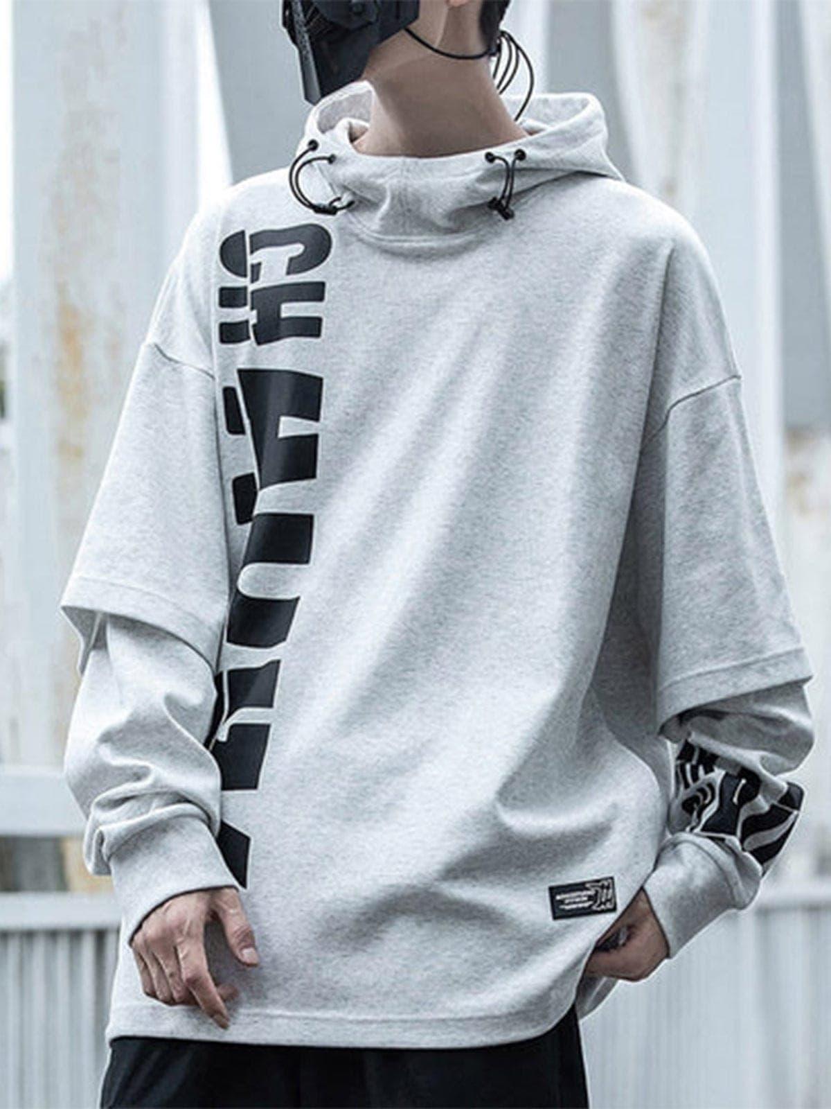 Fake Two Symmetry Print Hoodie