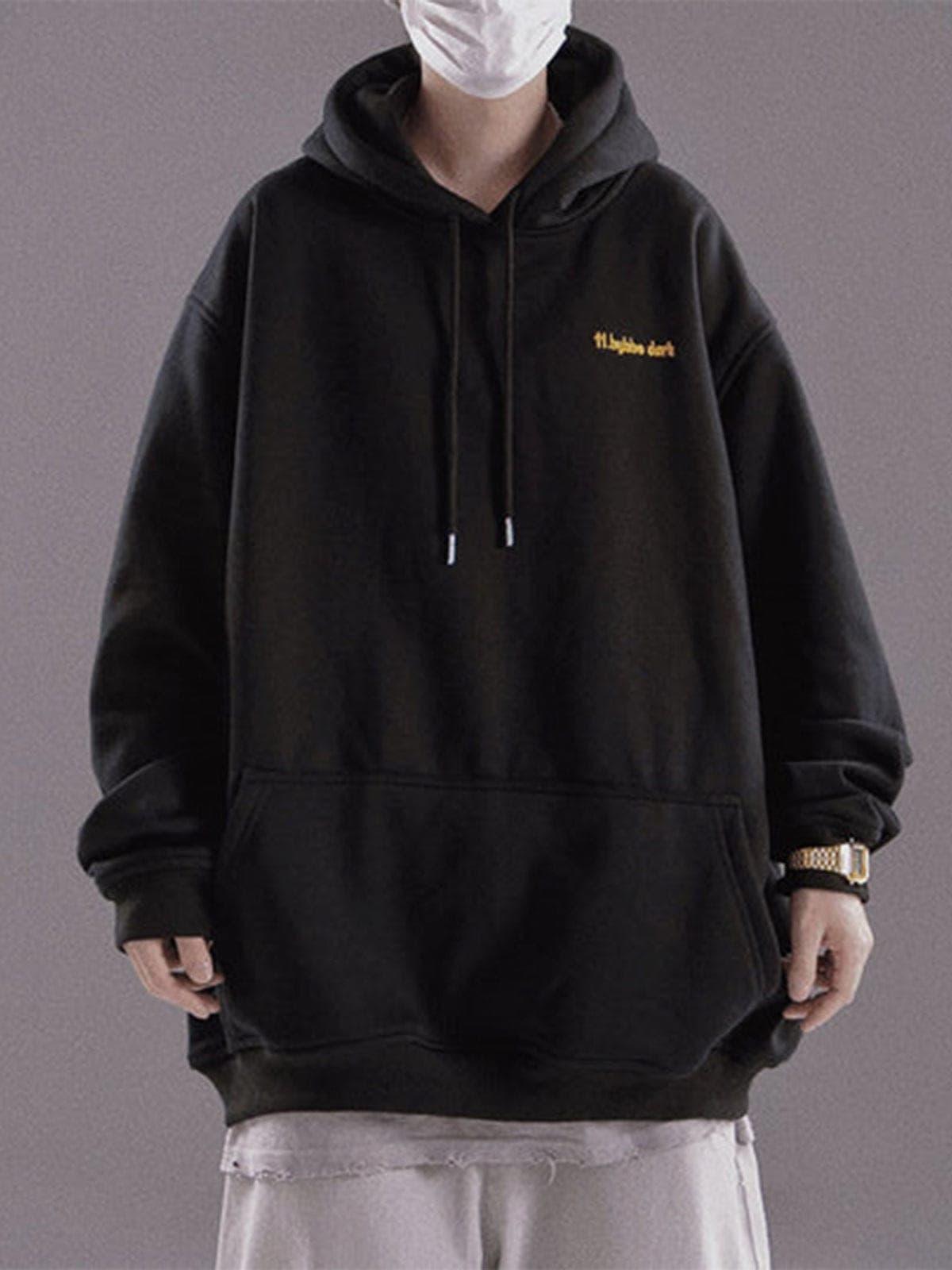 Solid Color Embroidery Oversized Hoodie