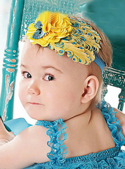 1pcs Baby Hair Band Feather Flower Hair Bow Head