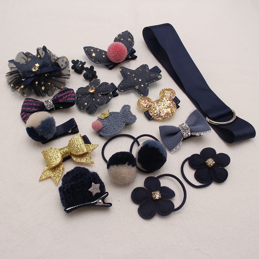 18-piece Set Cute Girl Hairpin Crown Bow Headdress