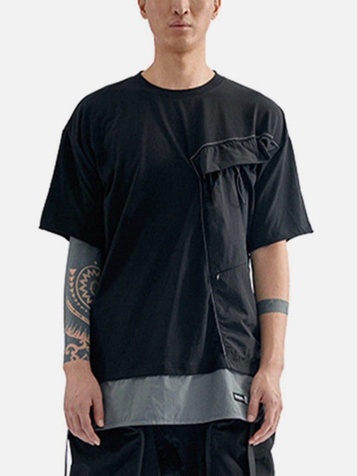 Cyberpunk Fake Two Patchwork Cotton Tee