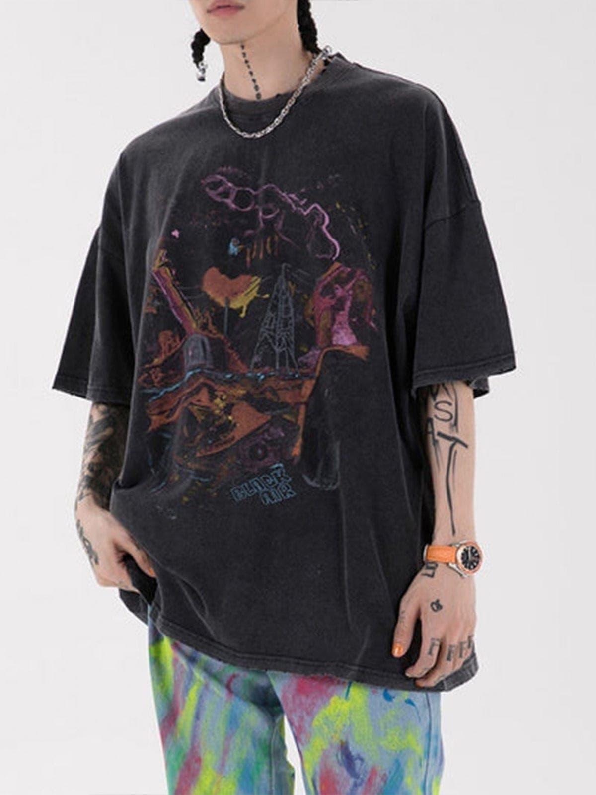 Dark Graffiti Oversized Tee