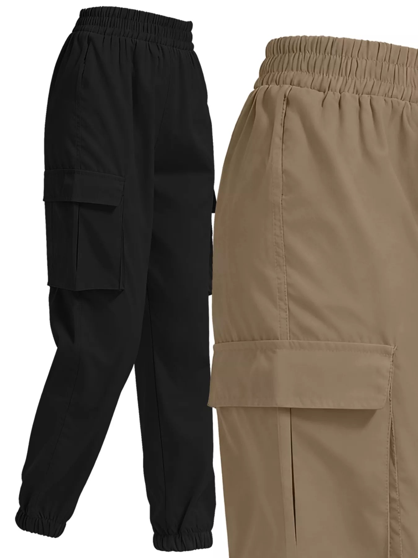 2 Piece Elastic Waist Cargo Pants