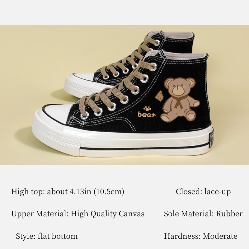 Cute Bear High Top Casual Canvas Shoes