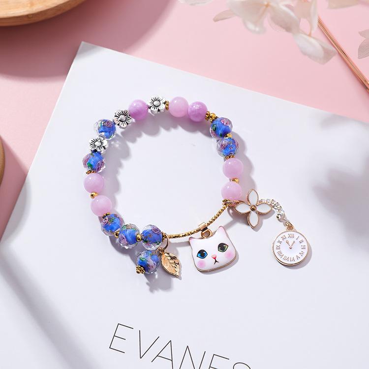 Cute Cat Colored Glaze Bracelet