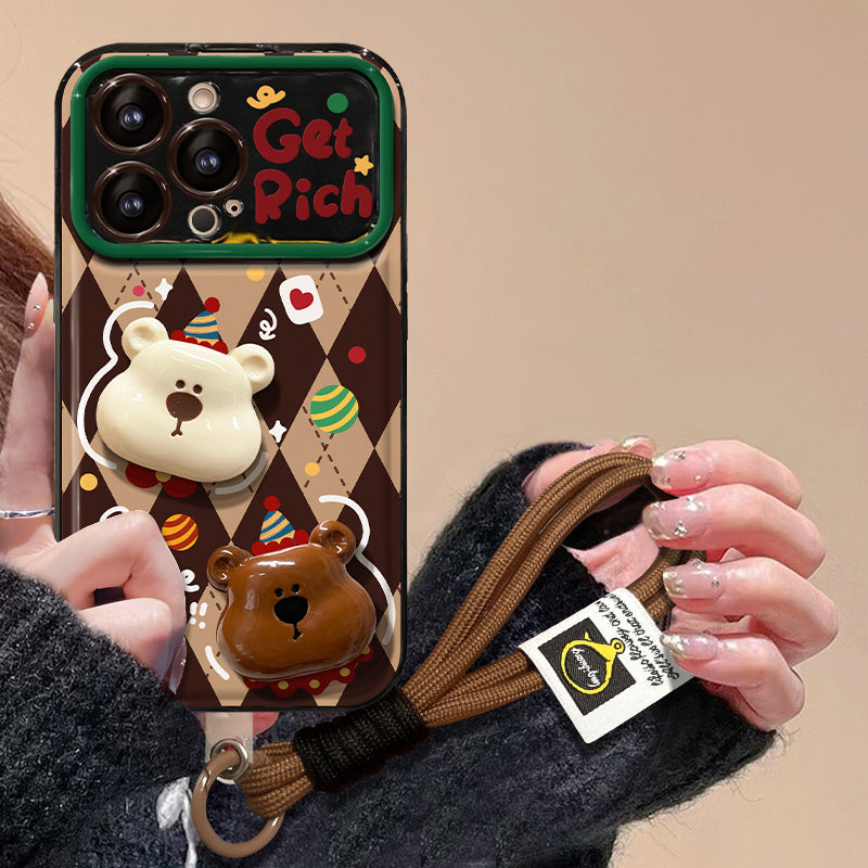 Kawaii Bear Flip Mirror Stand Phone Case