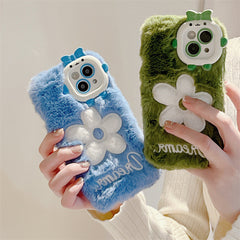 Monster Plush Flower Embroidery Phone Case