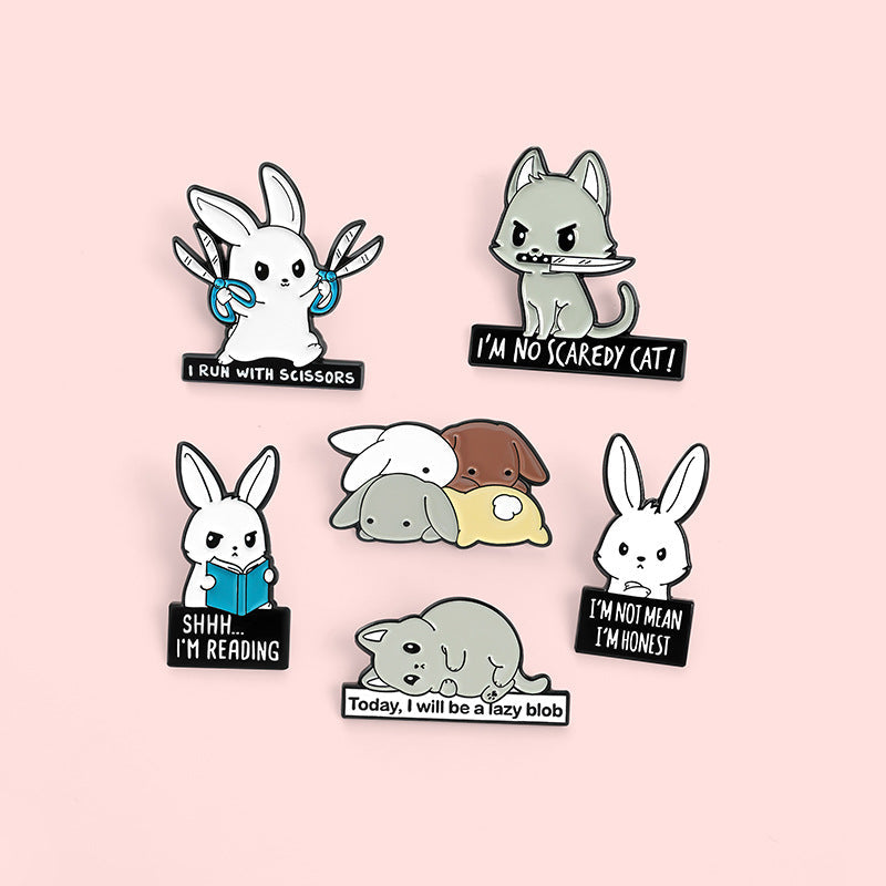 Cartoon Rabbit Hamster Letter Pins