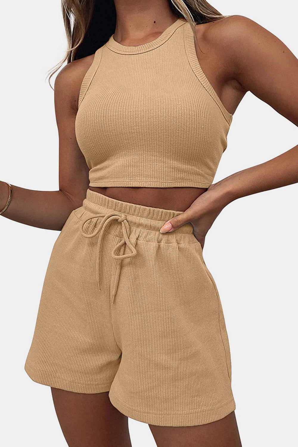 Top and Drawstring Shorts Set