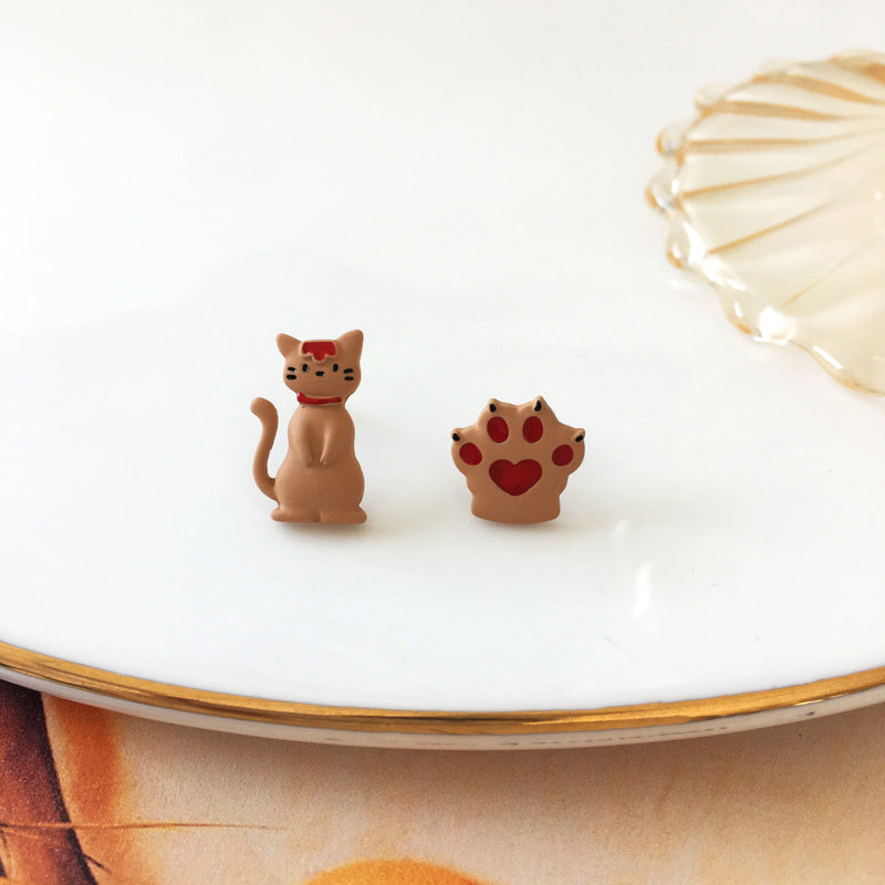 Cute Asymmetric Kitten Earrings