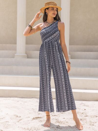 Single Shoulder Sleeveless Jumpsuit