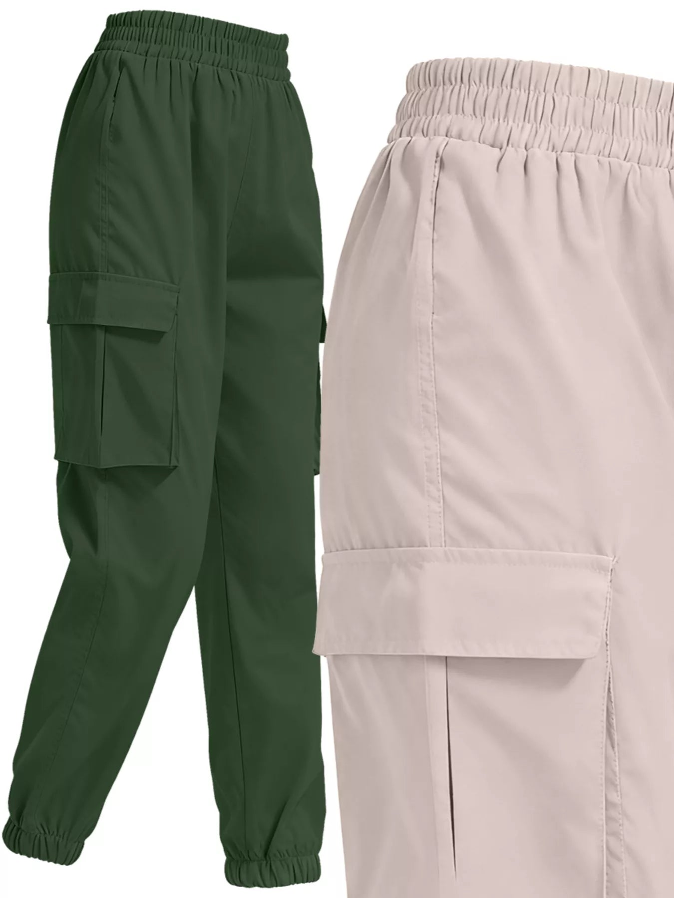 2 Piece Elastic Waist Cargo Pants