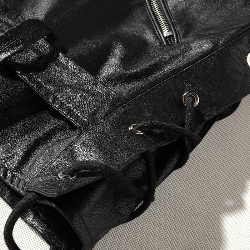 Ribbon Denim Leather Jacket