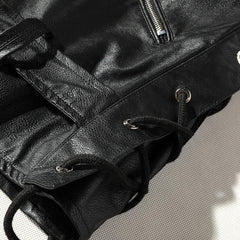 Ribbon Denim Leather Jacket