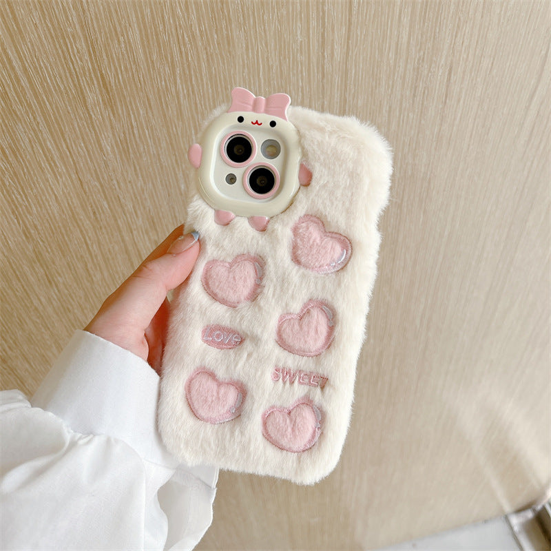 Monster Plush Embroidered Heart Phone Case