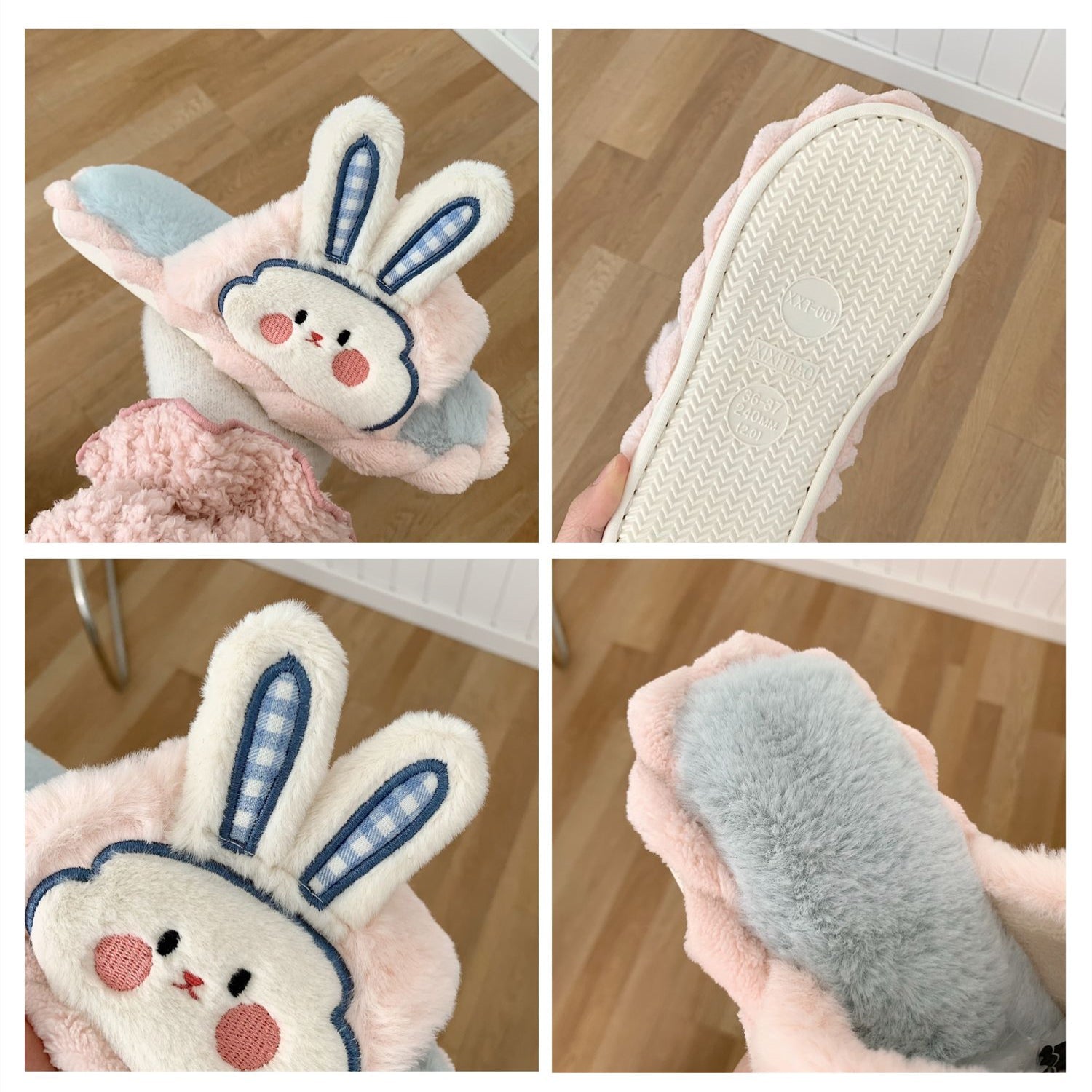 Cute Bunny Ears Plush Slippers