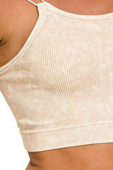 Washed Ribbed Seamless Double Strap Brami
