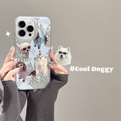 Cute Glitter Sunglasses Dog Phone Case